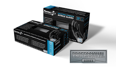 Boxes of PermaSafe Professional Series nitrile gloves